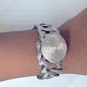 Silver Gray Single Loop Greek Bracelet